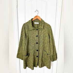 Willow Anthropologie Green Heavy Knit Jacket Size Large